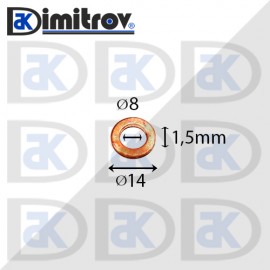 Дифтунга Ø  8 х Ø 14 х 1,5 mm медна